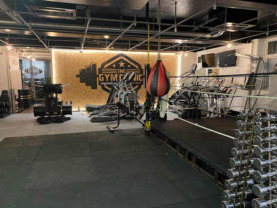 Gym Clinic Chiswick Boxing Ring and treadmills